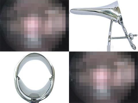 イク瞬間の膣内をクスコで広げて観察 人物不明