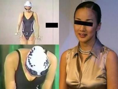 ハイレグ競泳水着で水泳対決 中村江●子