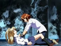 anime boy and girl in darkness